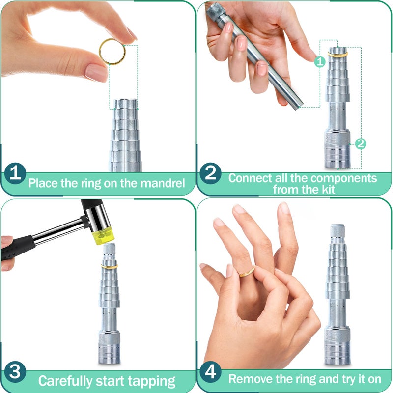 VIKROM Ring Stretcher Tool Kit for Ring Sizes 6-10 â€“ Ring Expander for Gold, Silver & Soft Metals | Durable & Portable with Mandrel & Expander Rod | Sizing Tool for Jewelry Great Valentine Day Gift For Craft - Image 4